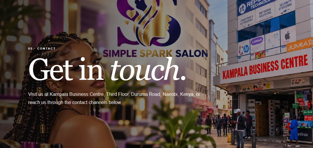 Simple Spark Salon website screenshot